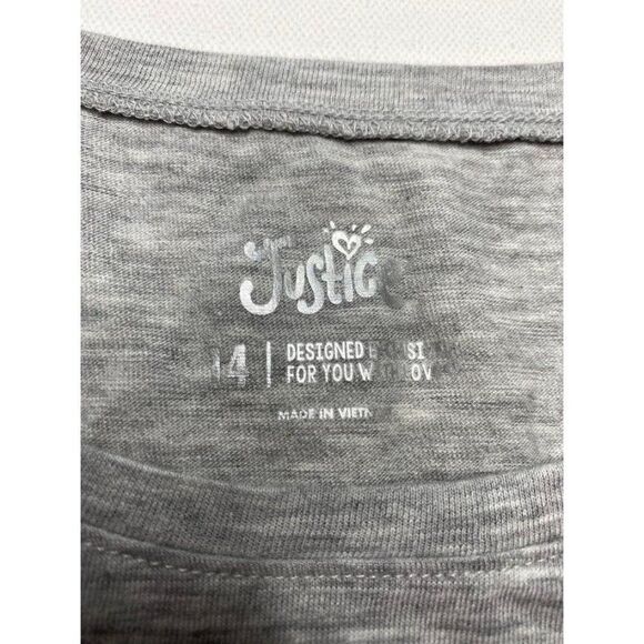 Girls Justice Gray Graphic Print Unicorn "Be Unique" T Shirt Top sz 14 - Picture 3 of 6